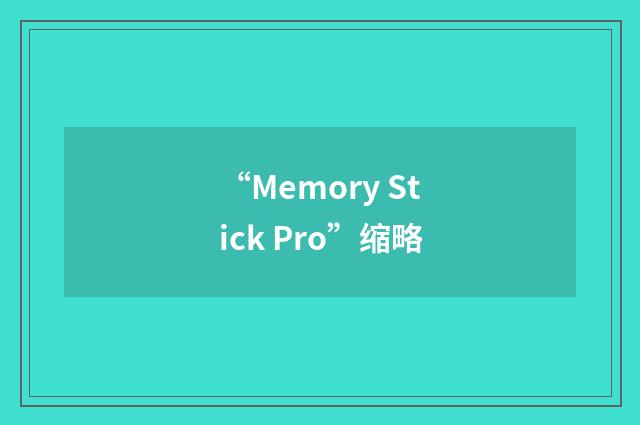 “Memory Stick Pro”缩略