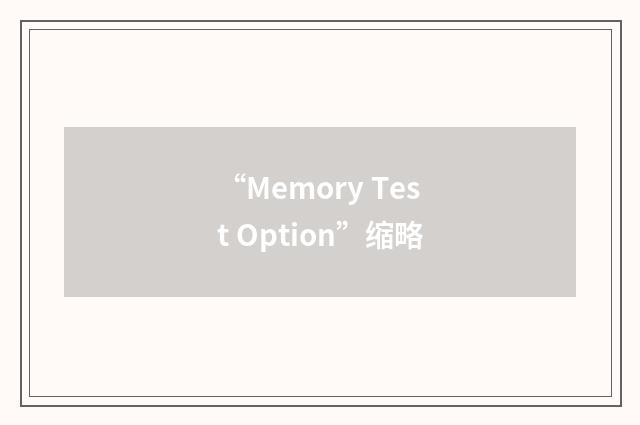 “Memory Test Option”缩略