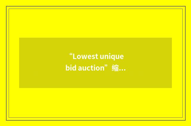 “Lowest unique bid auction”缩略