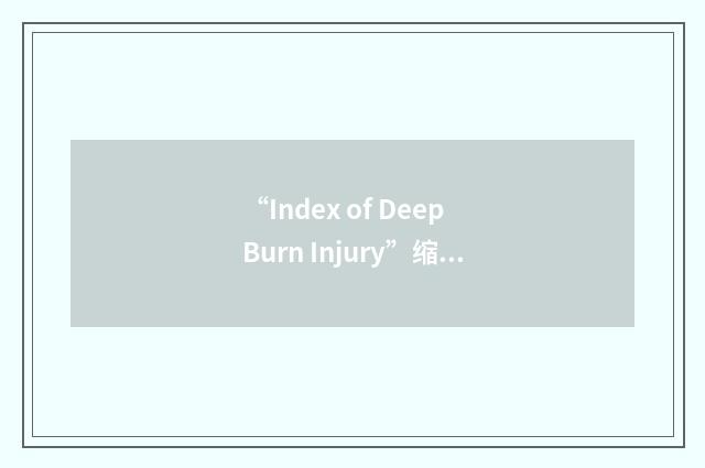 “Index of Deep Burn Injury”缩略