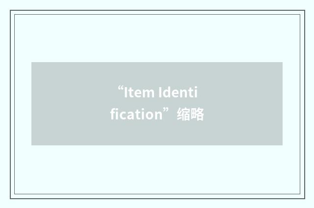 “Item Identification”缩略