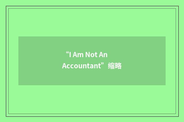 “I Am Not An Accountant”缩略