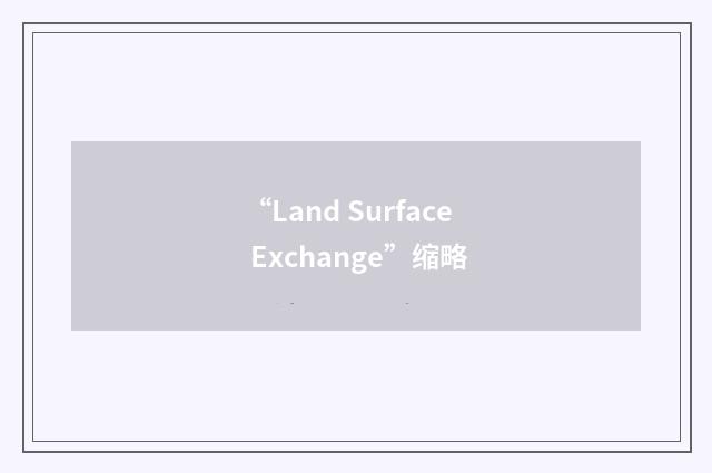 “Land Surface Exchange”缩略