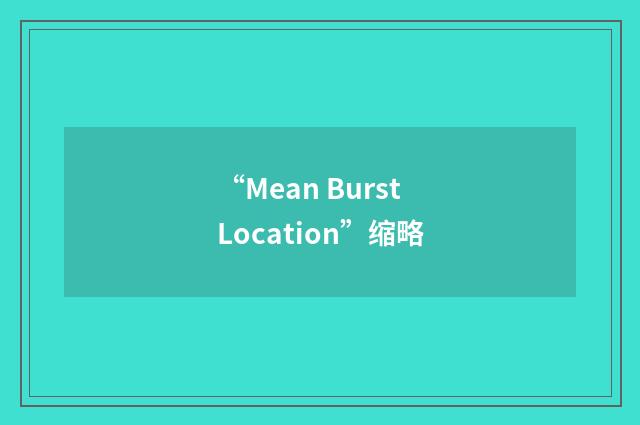 “Mean Burst Location”缩略