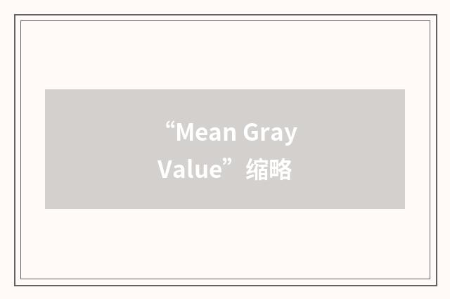 “Mean Gray Value”缩略