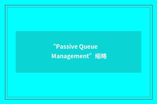 “Passive Queue Management”缩略