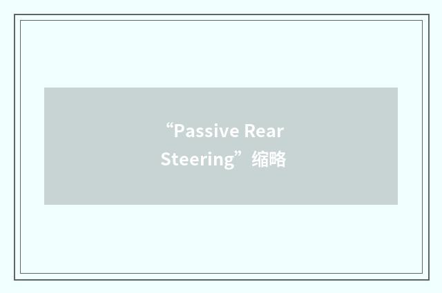 “Passive Rear Steering”缩略