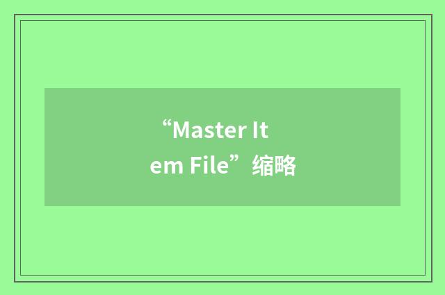 “Master Item File”缩略