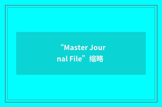 “Master Journal File”缩略