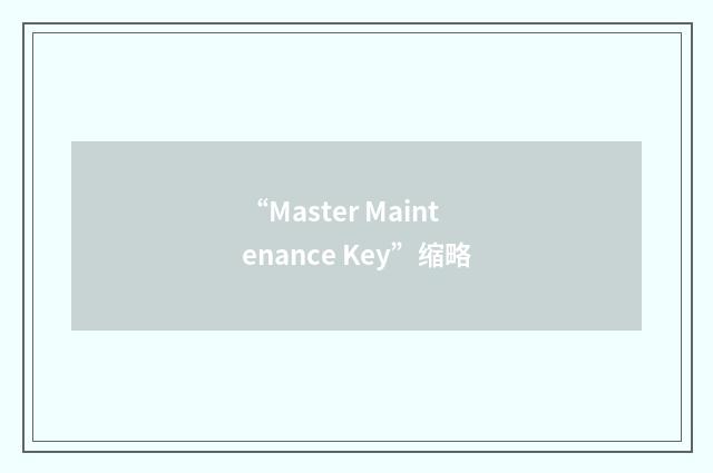 “Master Maintenance Key”缩略