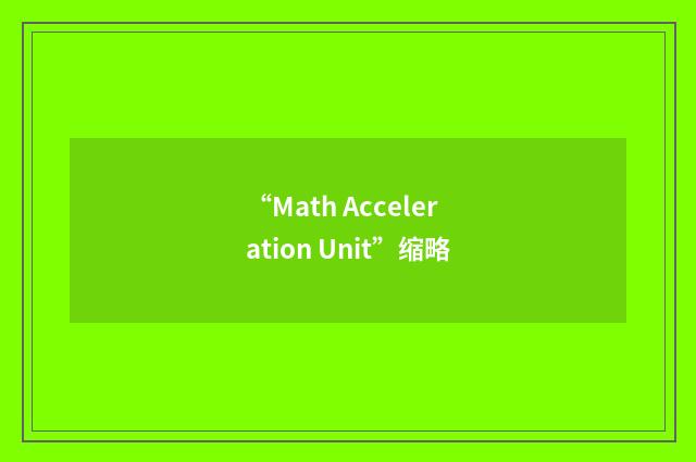 “Math Acceleration Unit”缩略