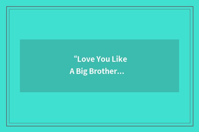 “Love You Like A Big Brother”缩略