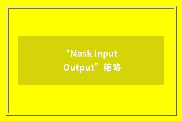 “Mask Input Output”缩略
