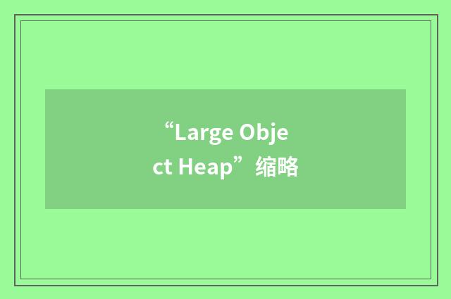 “Large Object Heap”缩略