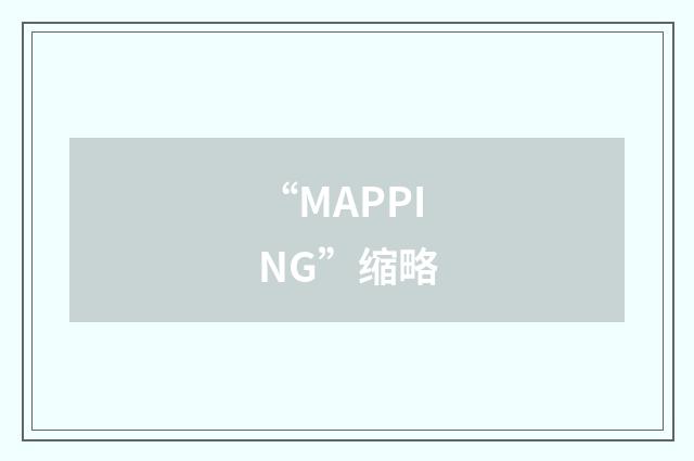“MAPPING”缩略