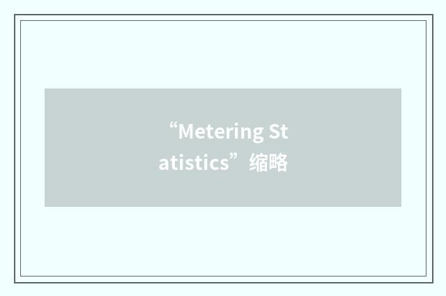 “Metering Statistics”缩略