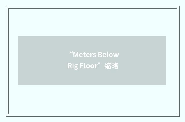 “Meters Below Rig Floor”缩略