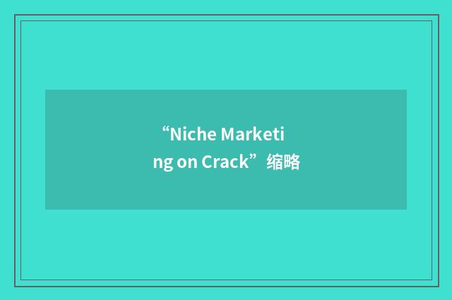 “Niche Marketing on Crack”缩略