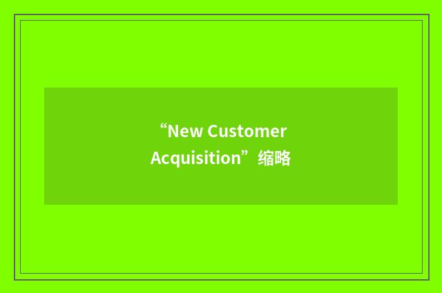 “New Customer Acquisition”缩略