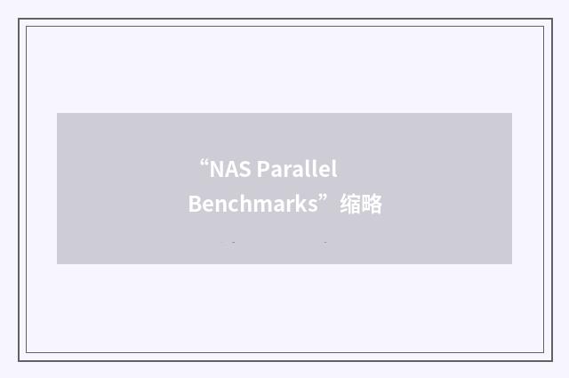 “NAS Parallel Benchmarks”缩略
