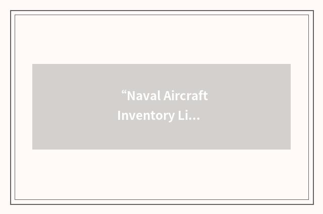 “Naval Aircraft Inventory Lifetime Summary”缩略