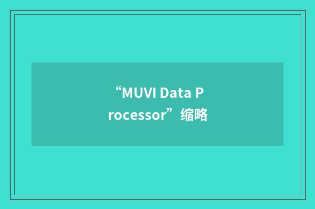 “MUVI Data Processor”缩略