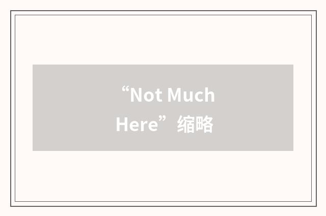 “Not Much Here”缩略