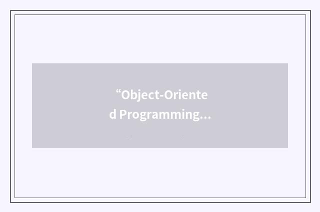 “Object-Oriented Programming”缩略