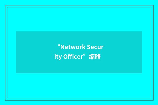 “Network Security Officer”缩略