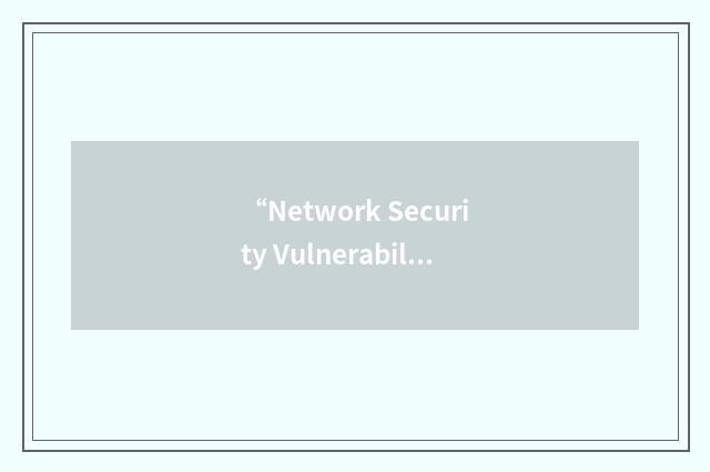 “Network Security Vulnerability Technician”缩略