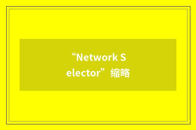 “Network Selector”缩略