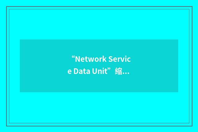 “Network Service Data Unit”缩略