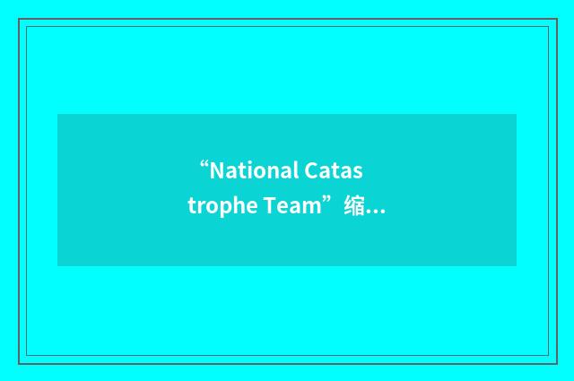 “National Catastrophe Team”缩略