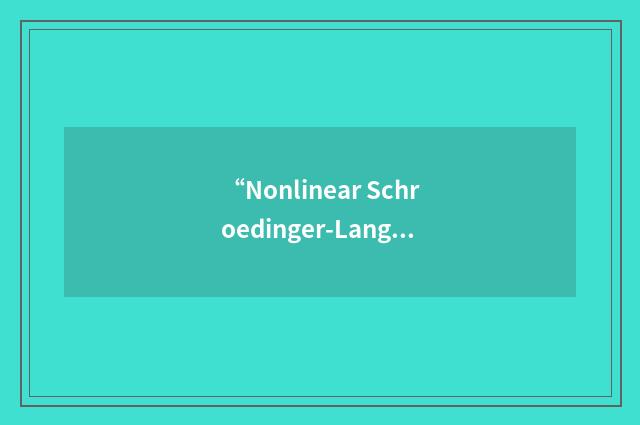 “Nonlinear Schroedinger-Langevin Equation”缩略