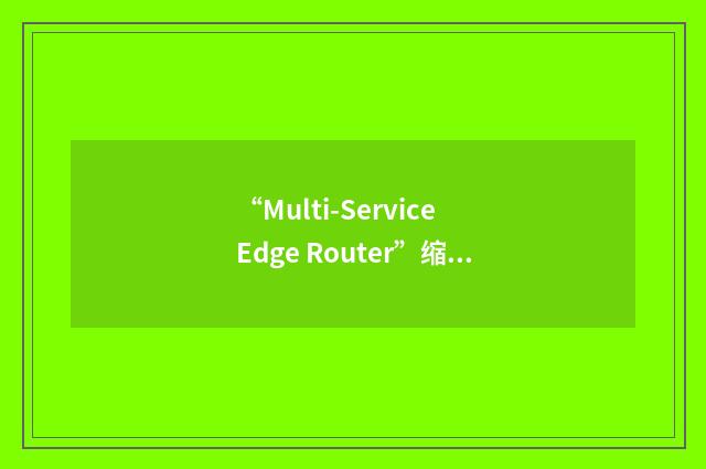 “Multi-Service Edge Router”缩略