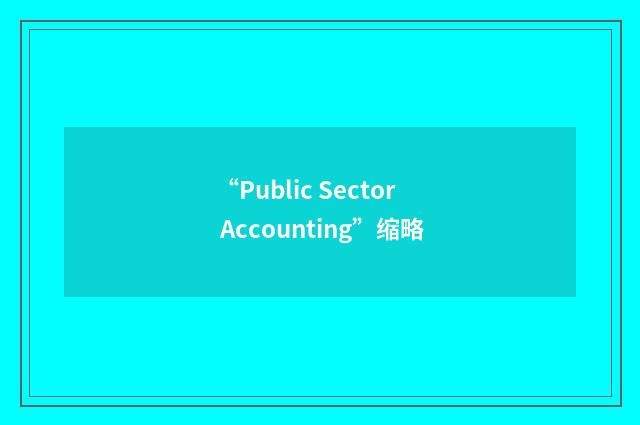 “Public Sector Accounting”缩略