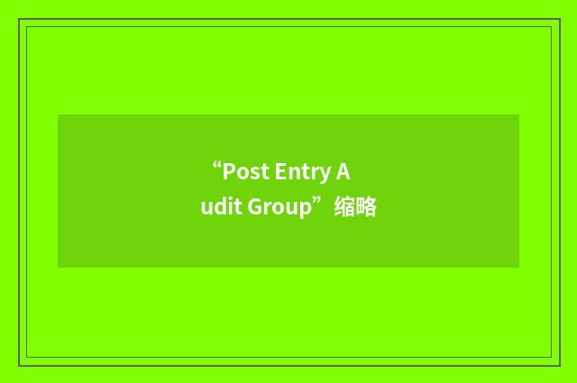 “Post Entry Audit Group”缩略