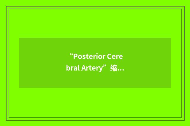 “Posterior Cerebral Artery”缩略
