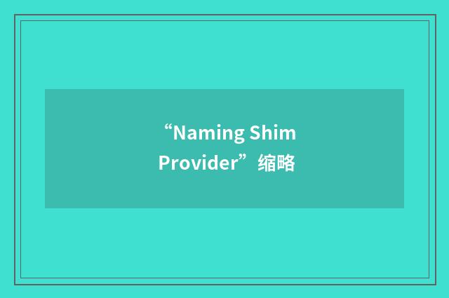 “Naming Shim Provider”缩略