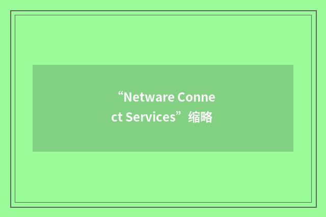 “Netware Connect Services”缩略