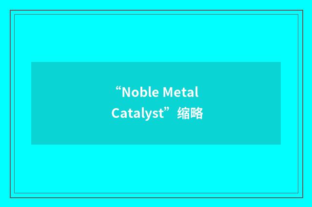 “Noble Metal Catalyst”缩略