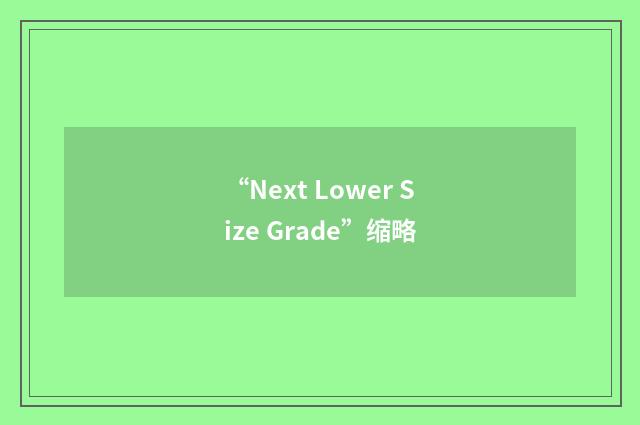 “Next Lower Size Grade”缩略