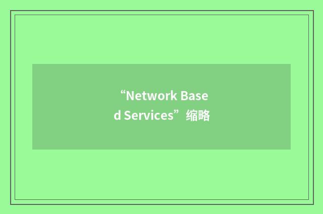 “Network Based Services”缩略