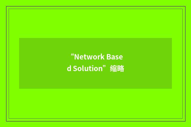 “Network Based Solution”缩略