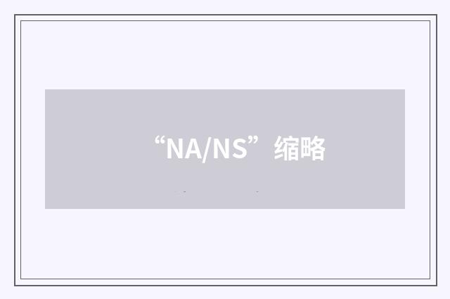“NA/NS”缩略