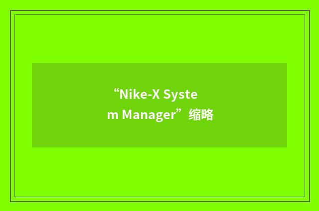 “Nike-X System Manager”缩略