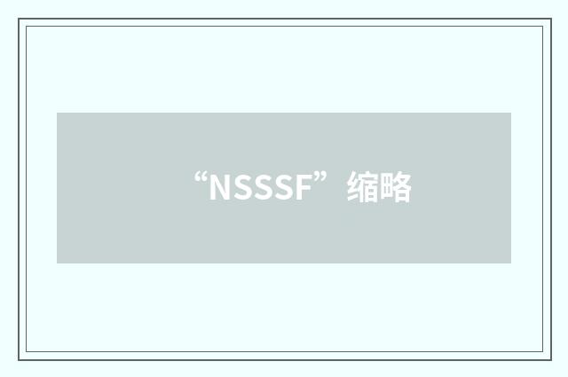 “NSSSF”缩略