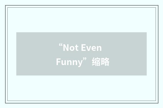 “Not Even Funny”缩略