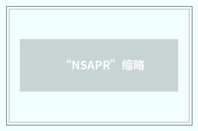 “NSAPR”缩略