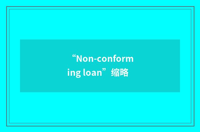 “Non-conforming loan”缩略